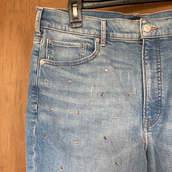 Express super high rise cropped flare jean w bling details size 14 - Picture 13 of 17